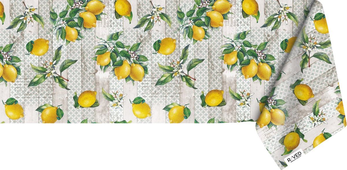 Raved Tafelzeil 140×280 cm – Citroentjes geel/groen – PVC – afwasbaar