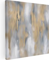 Artaza Canvas Schilderij Goud en Zilver Abstract Kunstwerk op een Witte Achtergrond - 80x80 - Groot - Foto Op Canvas - Canvas Print