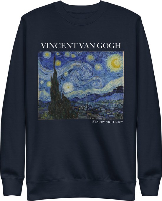 Vincent van Gogh 'Sterrennacht' ("Starry Night") Beroemd Schilderij Sweatshirt | Unisex Premium Sweatshirt | Navy Blazer | XL
