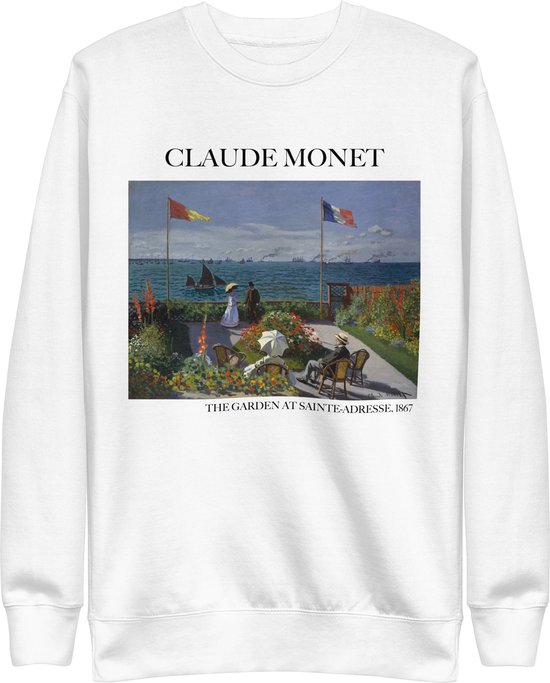 Claude Monet 'De Tuin bij Sainte-Adresse' ("The Garden at Sainte-Adresse") Beroemd Schilderij Sweatshirt | Unisex Premium Sweatshirt | Wit | S