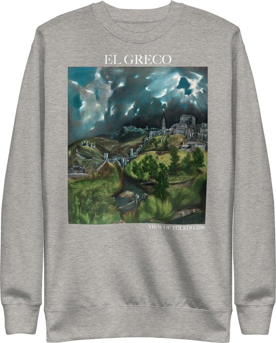 El Greco 'Gezicht op Toledo' ("View of Toledo") Beroemd Schilderij Sweatshirt | Unisex Premium Sweatshirt | Carbon Grijs | S