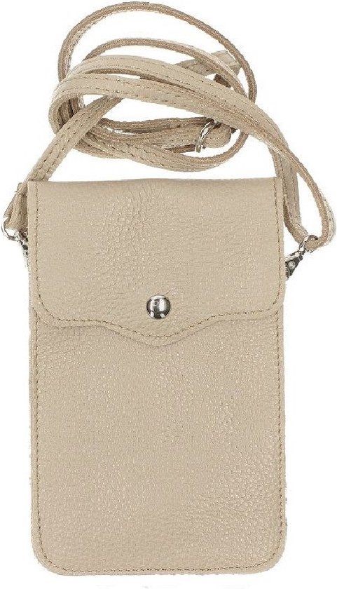 Sac de téléphone en cuir taupe Basic - Sacs d' épaule en cuir - Cuir - Cuir - Sac pour femme Sacs de téléphone - Taupe