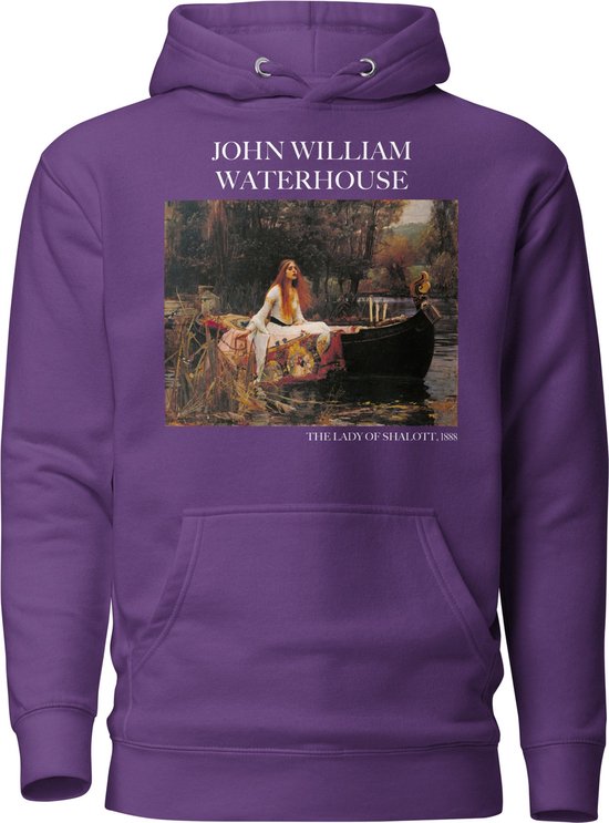 John William Waterhouse 'De Vrouw van Shalott' ("The Lady of Shalott") Beroemd Schilderij Hoodie | Unisex Premium Kunst Hoodie | Paars | M