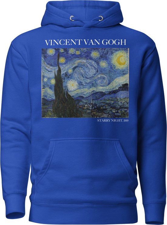 Vincent van Gogh 'Sterrennacht' ("Starry Night") Beroemd Schilderij Hoodie | Unisex Premium Kunst Hoodie | Team Royal | XL