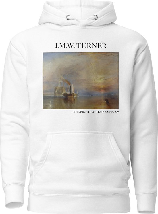 J.M.W. Turner 'De vechtende Temeraire' ("The Fighting Temeraire") Beroemd Schilderij Hoodie | Unisex Premium Kunst Hoodie | Wit | M
