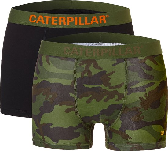 CAT Heren Boxershorts Effen Camouflage Groen 2-Pack - Maat M