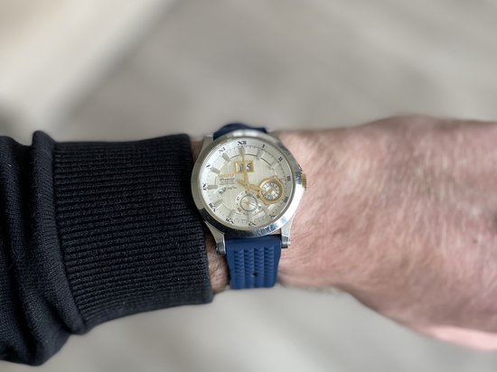 Bracelet de montre Universal en caoutchouc gaufré 22 mm Blue - Bracelet de montre universel en caoutchouc Blauw