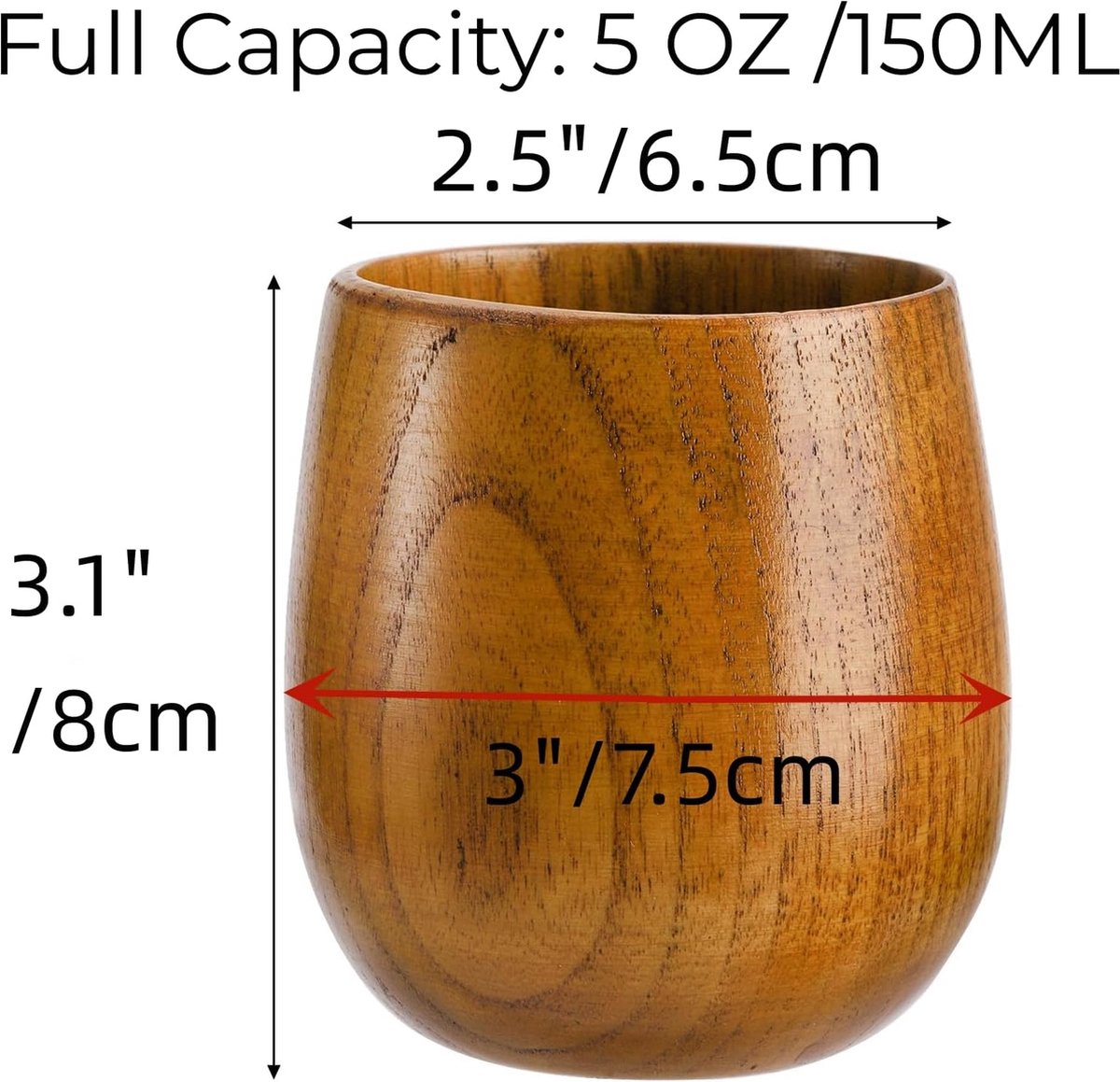 Coupe En Bois Massif - 150ml - Pour Vin, Thé, Café - Naturel Et Sain - Design Élégant