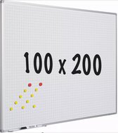 Whiteboard Deluxe Cordell - Diamanten - Emaille staal - Weekplanner - Maandplanner - Jaarplanner - Magnetisch - Wit - 100x200cm