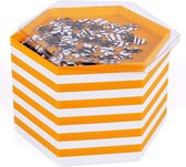 Stapelbare puzzelsorteerbakjes, sorteerbakjes, puzzelsorteerder met deksel, puzzelaccessoires voor puzzels tot 2000 stuks, 12 zeshoekige trappen/schalen in wit en oranje