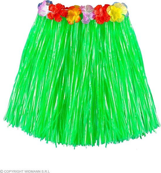 Widmann - Hawaii & Carribean & Tropisch Kostuum - Alohilani Mini Hawairokje 45 Centimeter Groen Vrouw - Groen - One Size - Carnavalskleding - Verkleedkleding