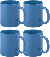 Bellatio Design Koffie mokken/bekers - 10x - keramiek - glans - met oor - lichtblauw - 370 ml