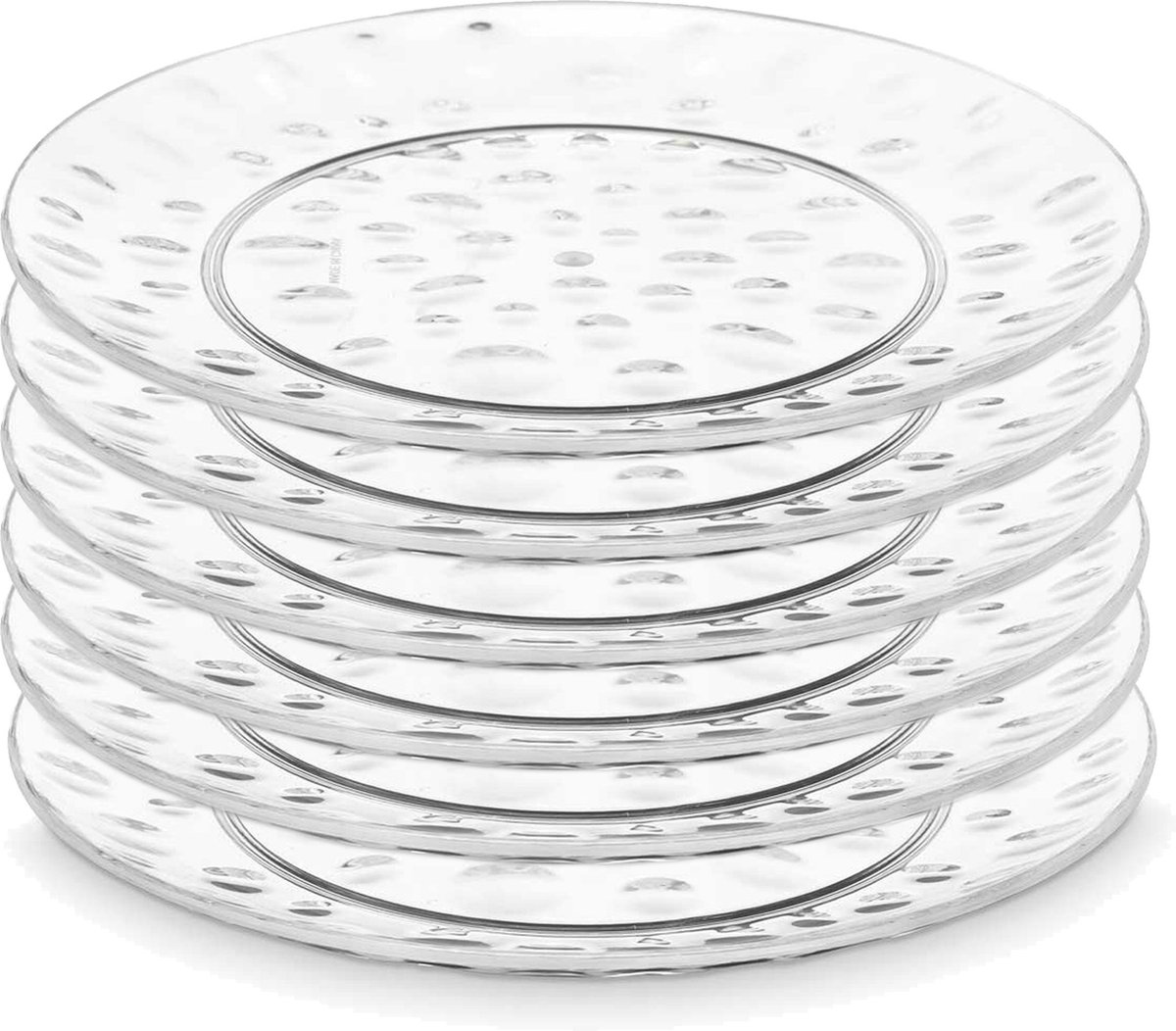 Leknes Onbreekbare Dinerborden - 6x - kunststof - transparant - Dia 21cm - verjaardag/camping