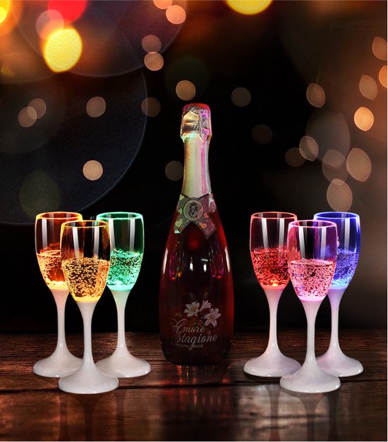 Flûtes à champagne illuminés par LED | Verres lumineuses | Verres de fête | Lot de 6