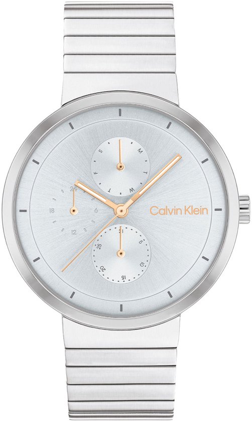Calvin Klein CK25100032 CREATE Dames Horloge - Mineraalglas - Staal - Zilverkleurig - 36 mm breed - Quartz - Vouw/Vlindersluiting - 3 ATM (spatwater)