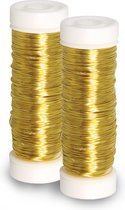 Rayher Sieraden maken draad - 2x - goud - 0.3 mm dik - 50 meter snoer - haakdraad - bindmaterialen - rijgkoord