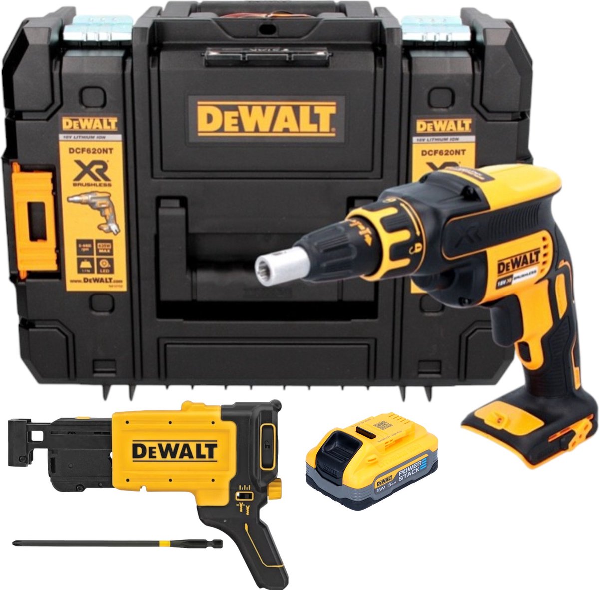 DeWalt DCF 620 NT accu-droogbouwschroevendraaier 18 V 30 Nm borstelloos + 1x Powerstack-accu 5.0 Ah + TSTAK - zonder oplader