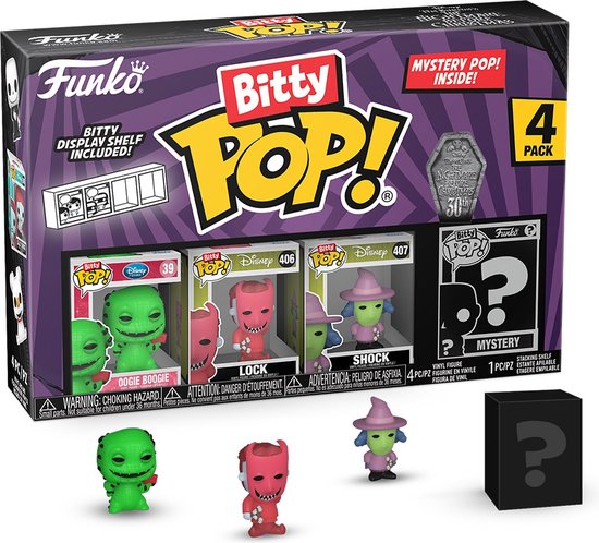Funko Oogie Boogie, Lock, Shock and mystery chase - Funko Bitty Pop! - Nightmare Before Christmas Figuur - 2cm