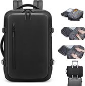 Avoir Avoir®-Vacuum Rugzak Backpack - Incl. Draadloze Pomp - Reis-/Weekendtas-LaptopRugzak-Handbagage-Zakelijk - 46x32x15cm - 20-35L - Waterdicht - Zwart - NYLON