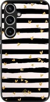 Casimoda® hoesje - Geschikt voor Samsung Galaxy A55 - Hart Streepjes - Zwart TPU Backcover - Gestreept - Groen
