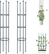 2 stuks tuinklimhulp van metalen kern 160 cm met 30 x plantenclips, tomatenkooi plantensteun Obelisk klimrek klimrek klimhulp | klimplanten, tomaten, rozen, bloemen