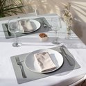Mahewa® Set van 6 premium placemats van imitatieleer - kunstleer placemat afwasbaar en waterdicht - placemats in lederlook (rond, zwart