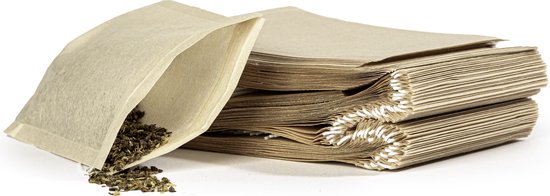 Ecorare - Theezakjes voor losse thee - 100 stuks - Biologisch afbreekbaar & Makkelijk sluitbaar - 6x8 cm - Papieren thee zakjes
