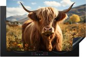 KitchenYeah® Inductie beschermer 83x52 cm - Schotse hooglander - Dier - Natuur - Kookplaataccessoires - Afdekplaat voor kookplaat - Inductiebeschermer - Inductiemat - Inductieplaat mat