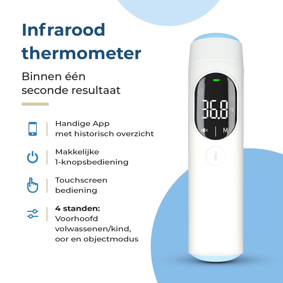 2-in-1 Digitale Oorthermometer – Infrarood Koortsthermometer Oor & Voorhoofd Baby, Kind & Volwassene - Thermometer Incl. App — cadeau in Cadeau-ideeën - foto 2