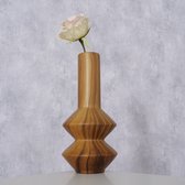 Modern bruine vaas van steen met hout motief