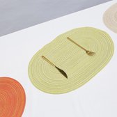 Set van 6 placemats, ovaal, gevlochten placemats, katoen, wasbaar, hittebestendig, placemats voor bruiloft, keuken, diner (A, 50 x 35 cm)
