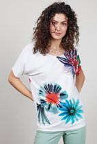 DIDI Dames Loose tee Flow in offwhite with Floral Medley panel maat 40