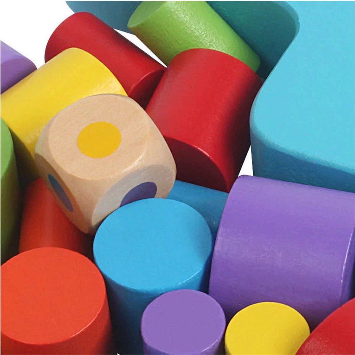 WoodyDoody Houten Balanceer Puzzel met OPBERGZAK met Dobbelsteen Kleuter Educatief COMBI SET Speelgoed 3 jaar Houten Blokken Peuter Speelgoed Veel Kleuren - Leerzame Spellen - Sinterklaas cadeautjes jongens en meisjes — afbeelding 3