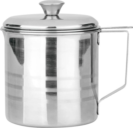 Bacon Vetcontainer met Zeef, 1,3 L/48oz RVS Kookolie Keeper met Deksel en Easy-Grip Handvat Geschikt voor het opbergen van frituren olie en koken vet