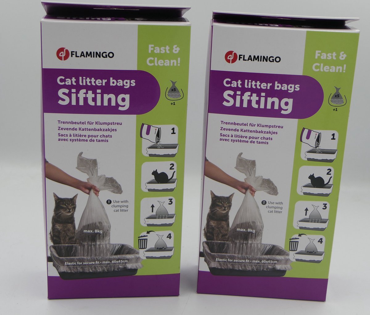 Bol.com 2 X flamingo kattenbak zeef zakken x5 +1 = x10 + 2 . Snel en makkelijk verversen van uw kattenbakvoor kattenbak max 60 x... aanbieding
