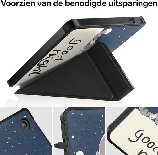 Hoesje Geschikt voor Kobo Libra 2 Hoesje Luxe Bescherm Case Trifold Met Screenprotector - Hoes Geschikt voor Kobo Libra 2 Hoes Book Cover - Kat van Hoesje  — afbeelding 3