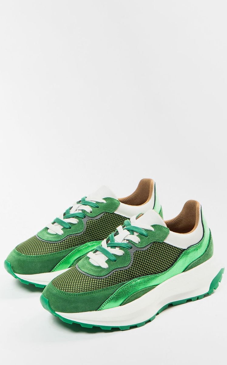 Sacha Dames Groene sneakers met metallic details Maat 36 bol