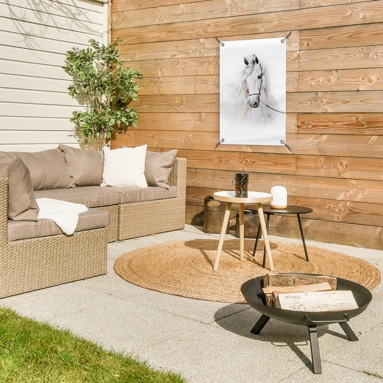 Décoration de jardin Cheval - Aquarelle - Animaux - Wit - 40x60 cm - Affiche jardin - Toile jardin - Affiche extérieur