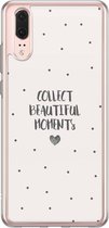 Casimoda® hoesje - Geschikt voor Huawei P20 - Collect Beautiful Moments - Siliconen/TPU - Soft Case - Bruin/beige - Tekst