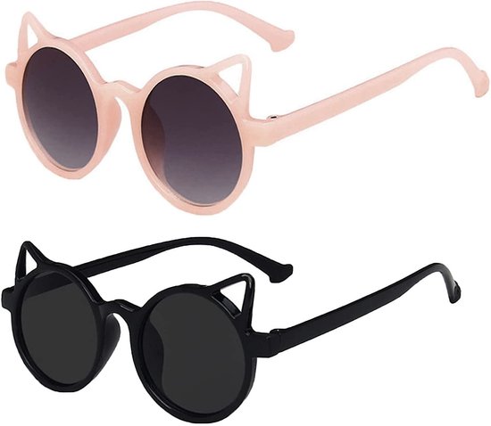 GEAR3000® zonnebril kind - zonnebril peuter - 2 jaar - 6 jaar - 2 stuks - zwart roze