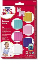 FIMO® Kids Boetseerklei - Extra Kleuren Klei - Kinderklei - Bakklei - Kindvriendelijk - Zacht En Kneedbaar - Extra Kleuren - 42 Gram - 6 Pakjes