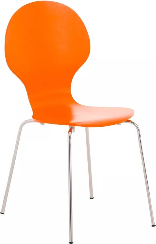 In And OutdoorMatch Bezoekersstoel Opaal - Stoel oranje - Met rugleuning - Vergaderstoel - Zithoogte 45cm