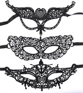 Set van 3 verschillende Venetiaanse Maskers - Venetiaans Oogmasker - Maskerade - Burlesque - Venetiaans Masker - Elegante maskers - Sexy maskers - Leuk voor gala, carnaval, halloween, feesten, webcam - set variant #2