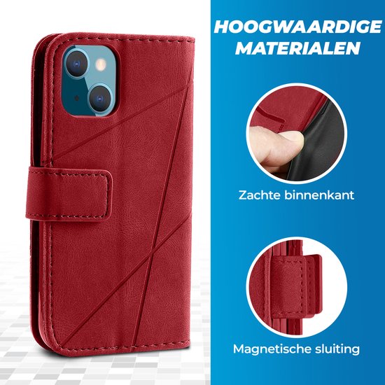 Étui adapté pour Samsung Galaxy A25 - Bookcase - Porte carte - Portefeuille - Motif - Simili cuir - Rouge