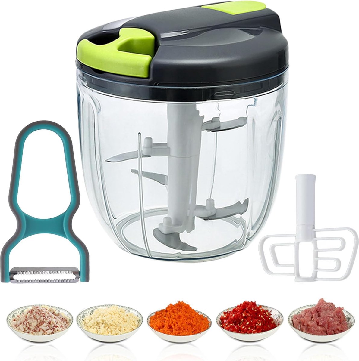 Coupe-oignon Vert Manuel En Acier Inoxydable - Ustensile De Cuisine Multifonction - 12 Lames Tranchantes - Protection Doigts - Design Ergonomique