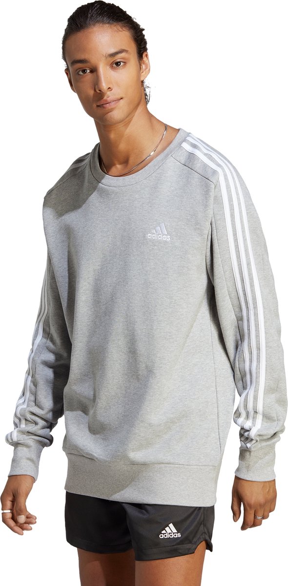 adidas Sportswear Essentials French Terry 3-Stripes Sweatshirt Heren Grijs