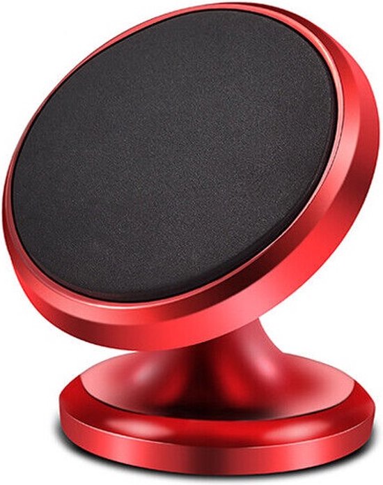 Rode magnetische telefoonhouder met een zwarte antislipring.
