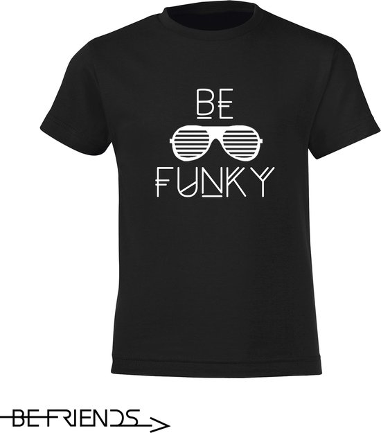 Be Friends T-Shirt - Be Funky - Kinderen - Zwart - Maat 8 jaar