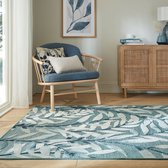 Flycarpets Modern Vloerkleed - Willow - Laagpolig - Binnen & Buitenkleed - Blauw - 160x230 cm