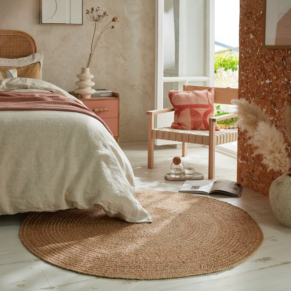Flycarpets Rond Jute Vloerkleed - Capri - Jute - Naturel - 133x133 cm